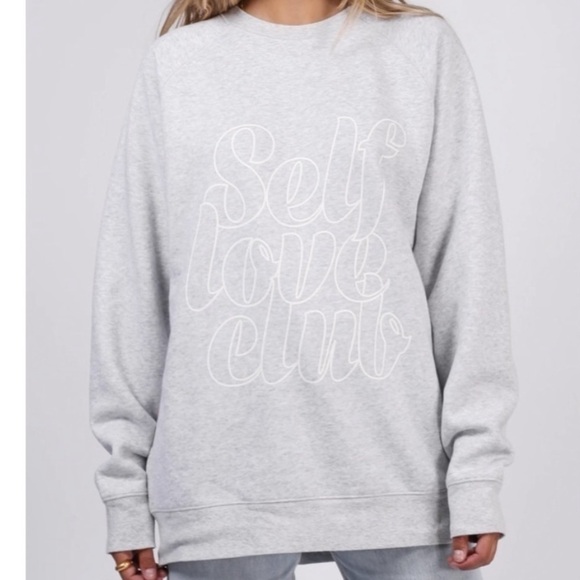 Brunette the Label Self Love club Big Sis crew sweatshirt oversized NWT - Picture 6 of 6